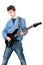 Teenager playing electric guitar