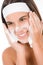 Teenager problem skin care - woman wash face