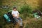 Teenager resting in Carpathians