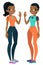 Teenager s African American girls with black hair. Character . Isolated against white background. Build your own design. Car