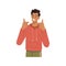 Teenager showing thumbs up, approving gesture sign