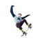 A teenager skateboarder jumps an ollie on an isolated white background. The concept of street sports and urban culture