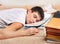 Teenager sleep with the Books