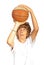 Teenager throwing basketball