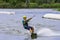 Teenager wakeboarding on a lake