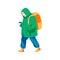 Teenager walking with backpack and coffee cup