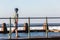 Teenager Walking Tidal Pool Ocean Waves