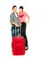 Teenager and woman with a suitcase