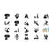 Teenager work experience black glyph icons set on white space