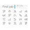 Teenager work experience linear icons set