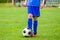 Teenagers Boys Playing Soccer Football Match. Young Football Player