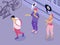 Teenagers Bullying Isometric Composition