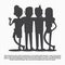 Teenagers friends silhouettes on notebook page - friendship concept