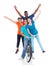 Teenagers riding bicycle