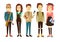 Teenagers, students with gadgets and books vector characters set