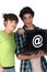 Teenagers surfing the net