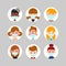 Teens and kids avatar collection. Cute children, boys and girls faces wearing medical face mask, Colorful user pic icons.
