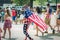 Teens walking in 4th of July parade