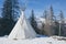 Teepee in the snow vintage