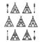 Teepee tents and arrows tribal tattoo collection. Wigwam ornamental design.