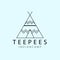 teepees indian camp line art logo, icon and symbol,  illustration design