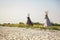 Teepees on the sea shore