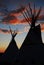 Teepees At Sunset