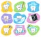 Teeth care treatment and hygiene concepts set. Healthy happy teeth. Vector illustration
