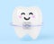 Teeth cartoon kawaii character with metal dental braces 3d render icon. Cute smiling tooth with brackets and arch wire