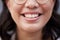 Teeth, dental hygiene of a woman with a smile on face for happiness, motivation and positive mindset. Closeup, zoom and