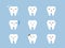 Teeth emoji icon set. Cracked, broken, healthy white cute cartoon kawaii tooth characters with different facial