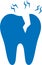 Teeth infection icon, Teeth icon, Dental problem blue vector icon.