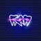 Teeth with ligature braces neon icon. Orthodontics concept. Sign for dentistry clinic
