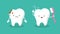 Teeth. Plaque terth, shiny white tooth. Mouth hygiene and toothache. Dental happy and sad vector characters