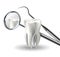 Teeth realistic 3D mirror. Dental care concept, illustration.