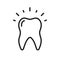 Teeth Whitening Line Icon. Glow Healthy Tooth Linear Pictogram. Shiny Bright Tooth. Dental Hygiene. Dentistry Outline