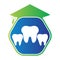 Teethes logos with education cap inside a shape of hexagon