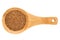 Teff grain on wooden spoon