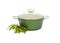 Teflon, stainless steel pot and vegetable