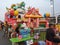 Tegal, May 2023. Photo portrait of Tegal city square in the afternoon with many visitors visiting the carousel