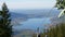 Tegernsee, Germany - October 23, 2019: Beautiful view of Lake Tegernsee in Bavarian Alps from above. A lift with tourist