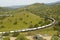 The Tehachapi Train Loop near Tehachapi California is the historic location of the Southern Pacific Railroad where freight trains