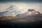 Teide volcano covered in snow during wintertime in Tenerife Canary Islands