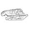 Tekodont reptile fossilized skull hand drawn sketch image. Carnivorous dinosaur fossil illustration drawing