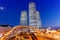 Tel Aviv Azrieli Center skyline Israel blue hour night copyspace copy space city skyscrapers modern architecture