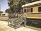 TEL AVIV, ISRAEL - JUNE 23, 2018: Overview of the rails and a wagon, in the old train station in Tel Aviv, Israel