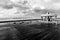 Tel Aviv, Israel - November 22, 2014: Carousel on the waterfront of Tel Aviv after the rain. Black and white image