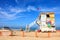 Tel Aviv  Mediterranean Frishman sandy beach. Lifeguards station.