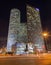 Tel Aviv - skyscrapers of Azrieli Center at night by Moore Yaski Sivan Architects with measuring 187 m (614 ft) in height.