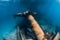 Telamon wreck ship underwater in blue ocean near Arrecife at Lanzarote